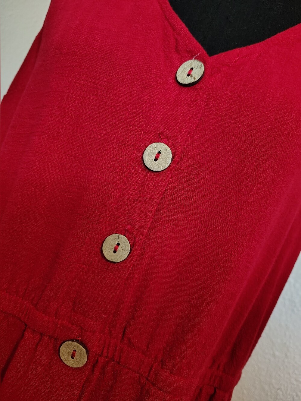 Universal Thread Red Button-Front Sleeveless Midi Dress Slit Sides Women Large - Picture 2 of 8